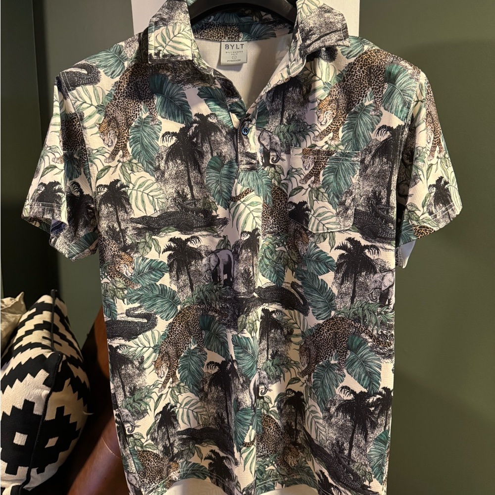 BYLT Basics Jungle Print Shirt - Green and Black